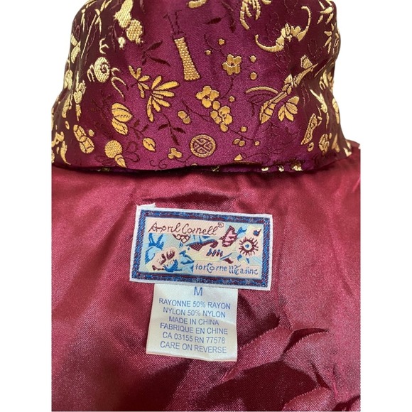 April Cornell Puffer Vest Women's Size Medium Purple Gold Embroidered - Picture 8 of 8